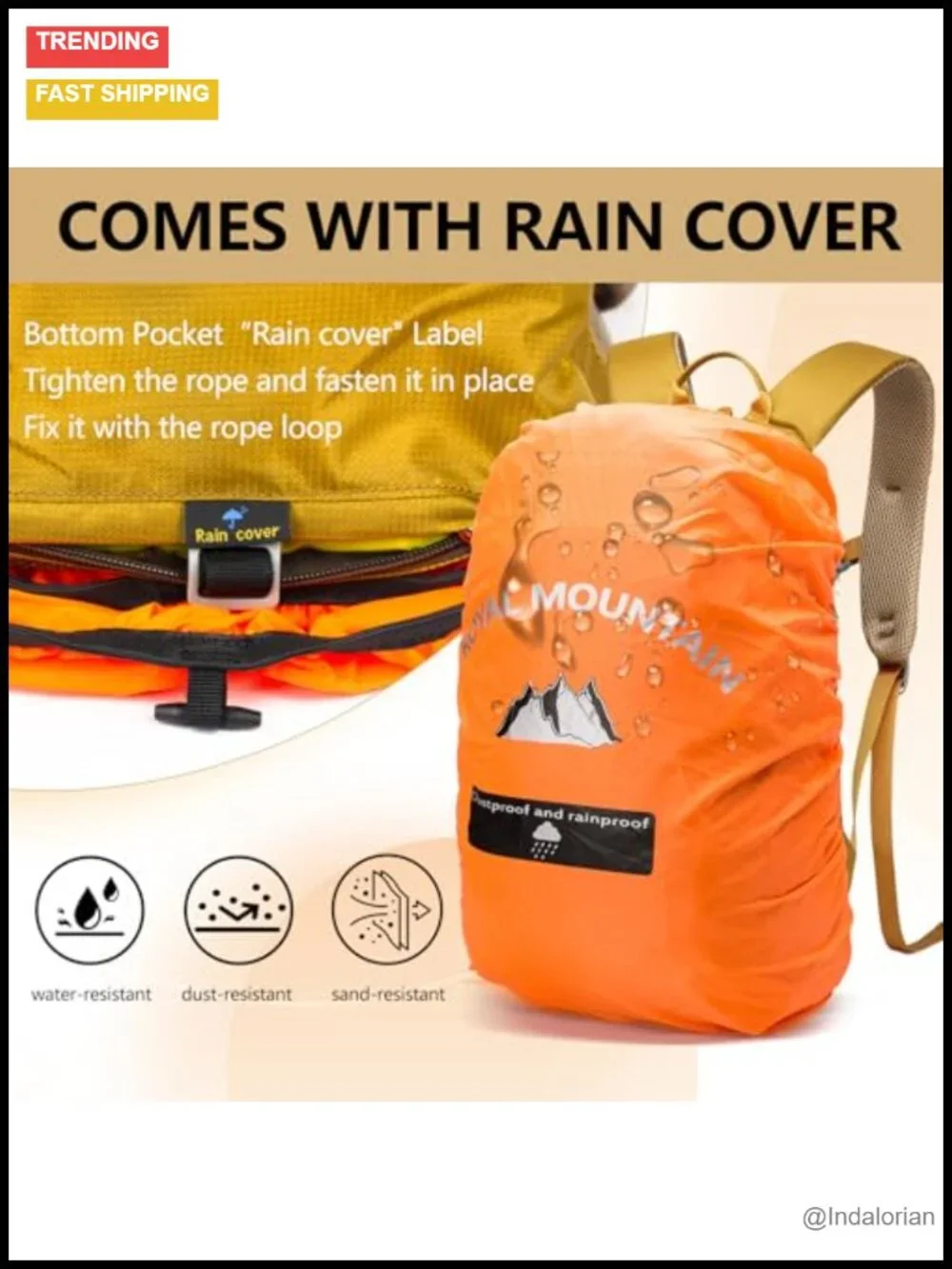 30L Hiking Backpack with Rain Cover, Lightweight Nylon Outdoor Camping